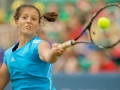 LIVERPOOL, ENGLAND - Tuesday, June 16, 2009: Laura Robson (GBR) plays an exhibition match in front of 3,000 school children during a kids day at the Tradition ICAP Liverpool International Tennis Tournament 2009 at Calderstones Park. (Pic by David Rawcliffe/Propaganda)